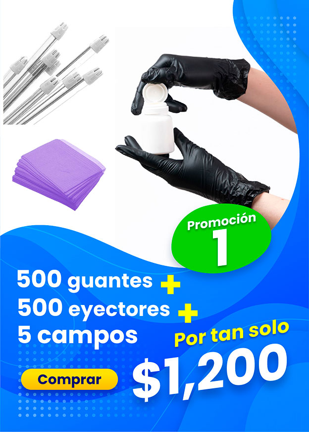 Promoción 1, 500 guantes, más 500 eyectores, más 5 campos